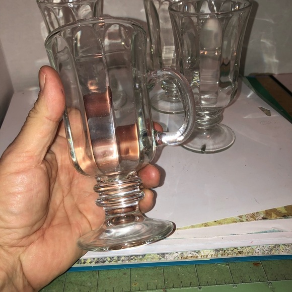 Set of  vintage Libbey Milan Irish Coffee set of 4 glass mugs-cheers mate- - Picture 3 of 8